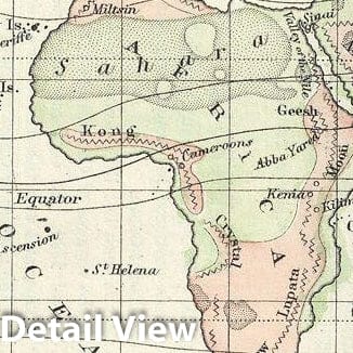 Historic Map : Rand McNally Map of The Earth's Highlands and Lowlands, 1866, Vintage Wall Art