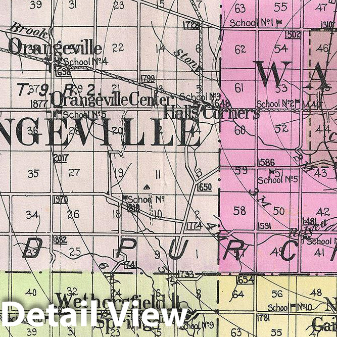 Historic Map : Century Map of Wyoming County, New York, 1912, Vintage Wall Art