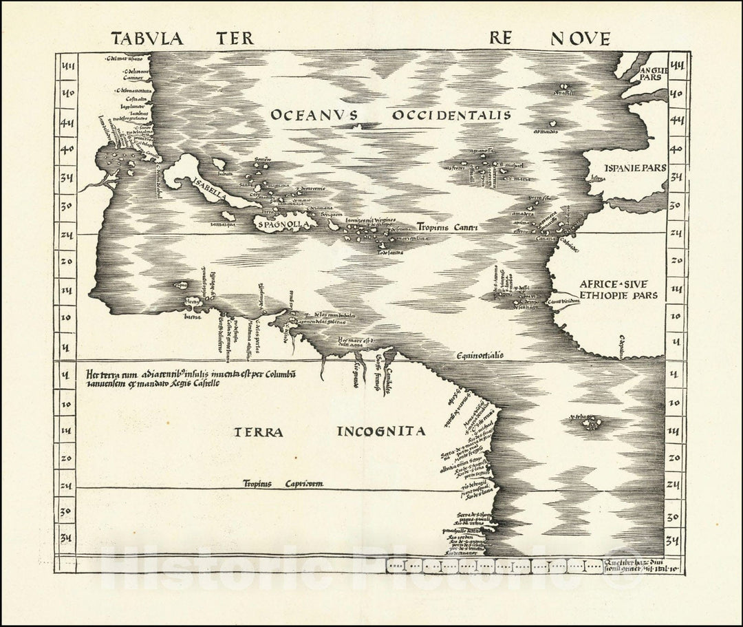 Historic Map : Tabula Terre Nove- The Admiral's Map, 1513 v2, Vintage Wall Art
