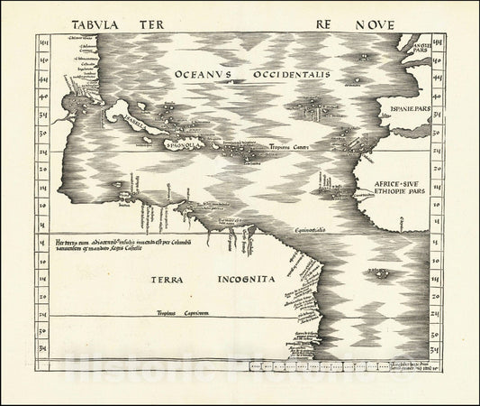 Historic Map : Tabula Terre Nove- The Admiral's Map, 1513 v2, Vintage Wall Art