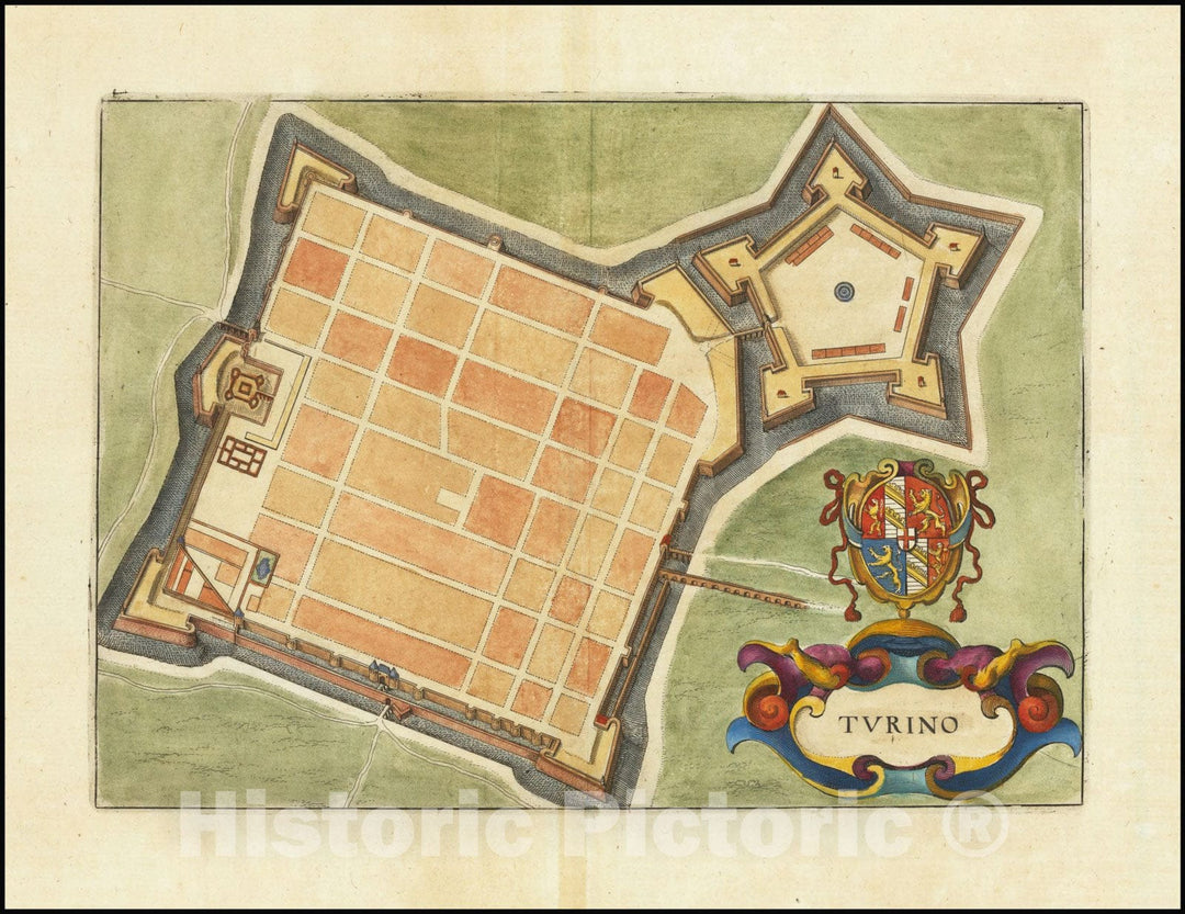 Historic Map : Turino, 1636, Vintage Wall Art