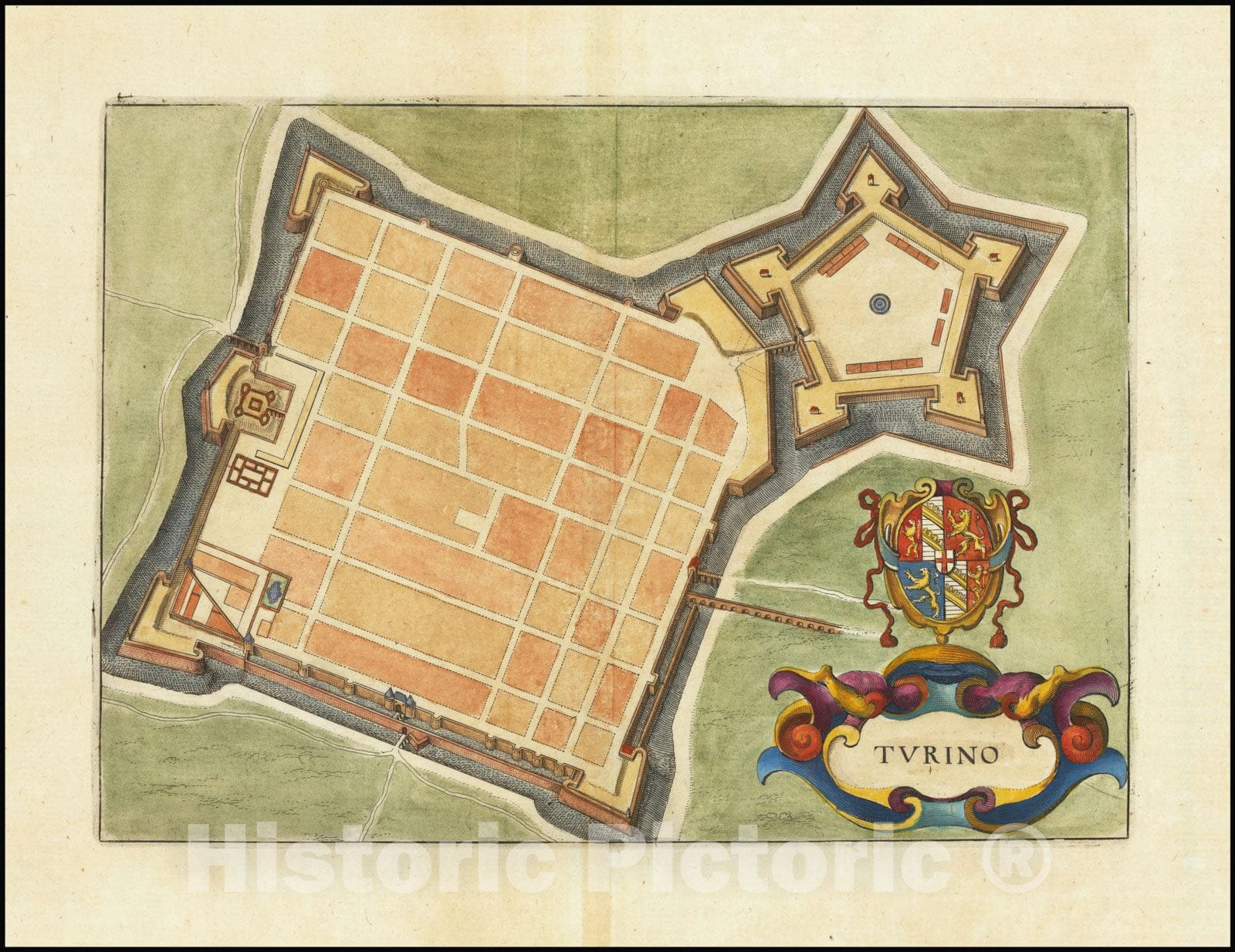 Historic Map : Turino, 1636, Vintage Wall Art