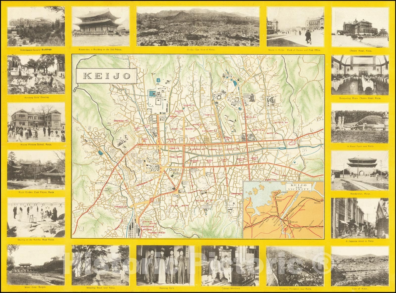 Historic Map : Seoul, 1920, Vintage Wall Art