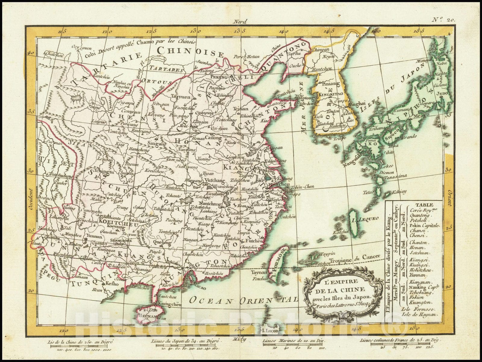 Historic Map : L'Empire de la Chine avec les Isles Du Japon,  1780, Vintage Wall Art