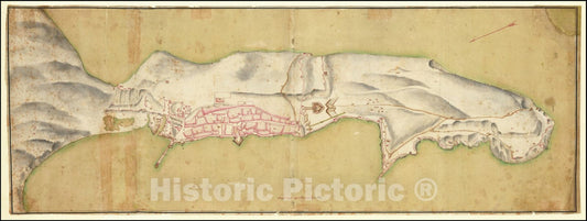 Historic Map : Manuscript Map of Gibraltar,  1730, Vintage Wall Art