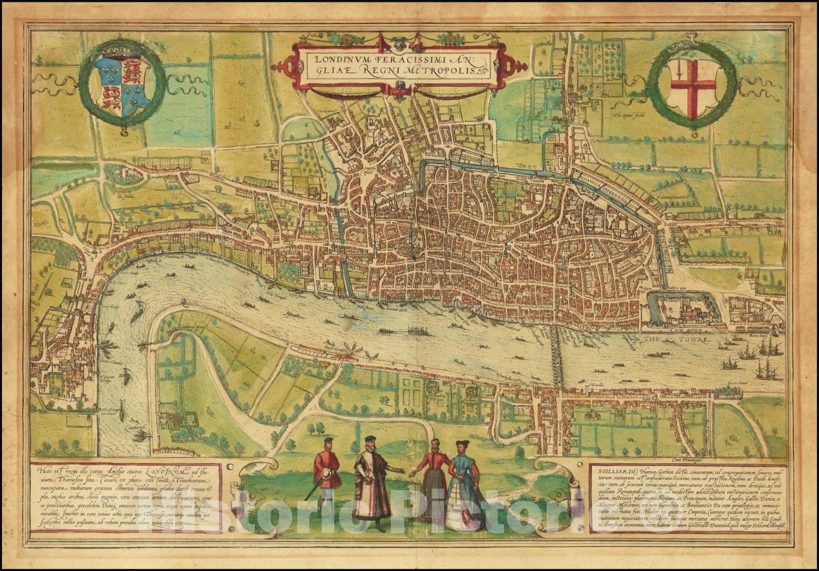 Historic Map : Londinum Feracissimi Angliae Regni Metropolis, 1572, Vintage Wall Art