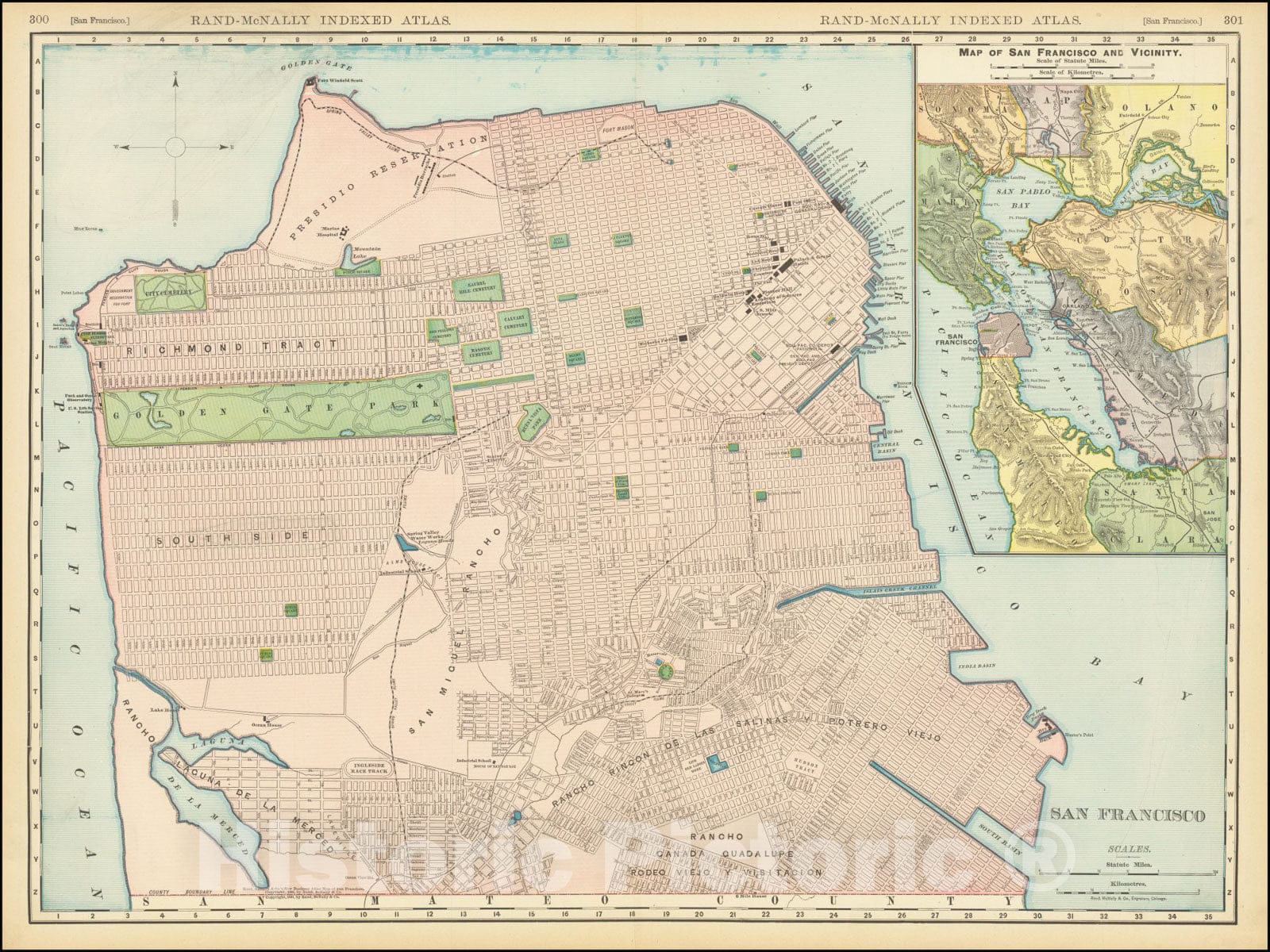 Historic Map : San Francisco,1891 (1906), Vintage Wall Art