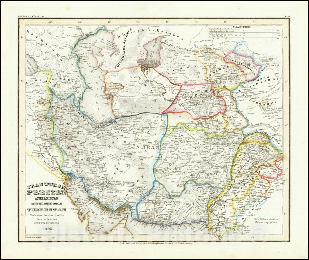 Historic Map : Jran Turan Persien Afghanistan Beludchistan Turkestan,1846, 1846, Vintage Wall Art