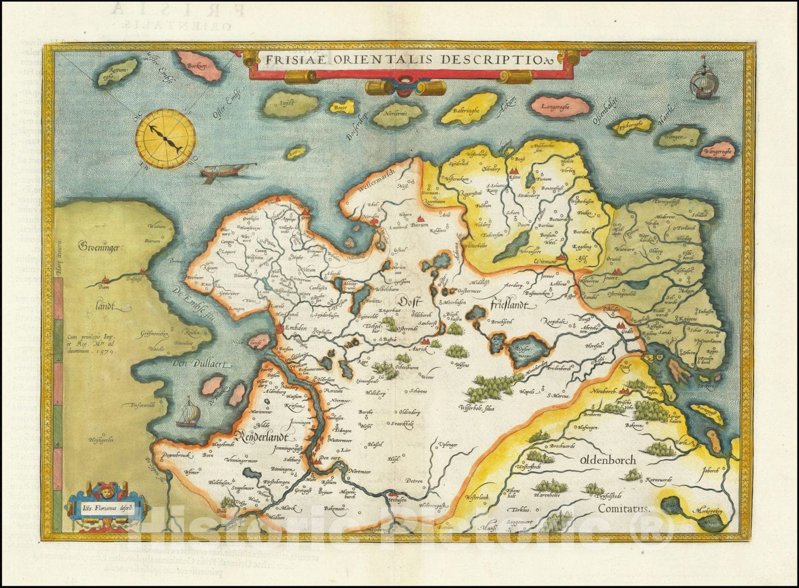 Historic Map : Frisiae Orientalis Descriptio, 1581, Vintage Wall Art