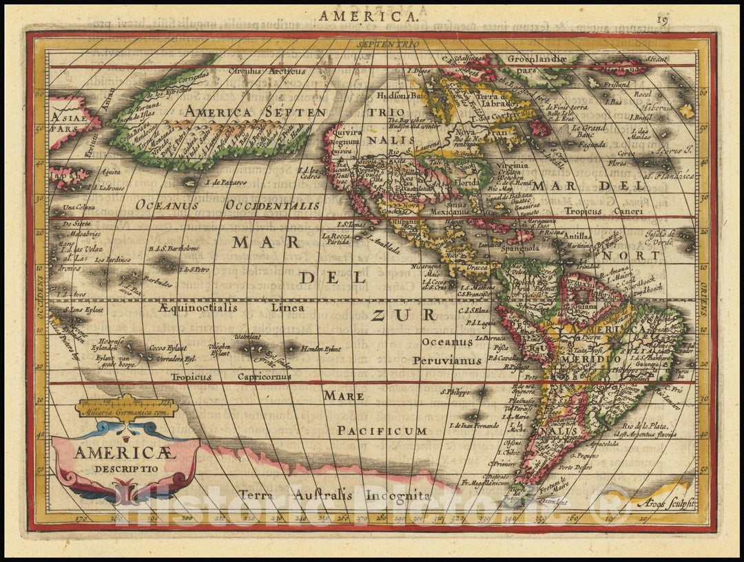 Historic Map : Americae Descriptio, 1631 v2, Vintage Wall Art