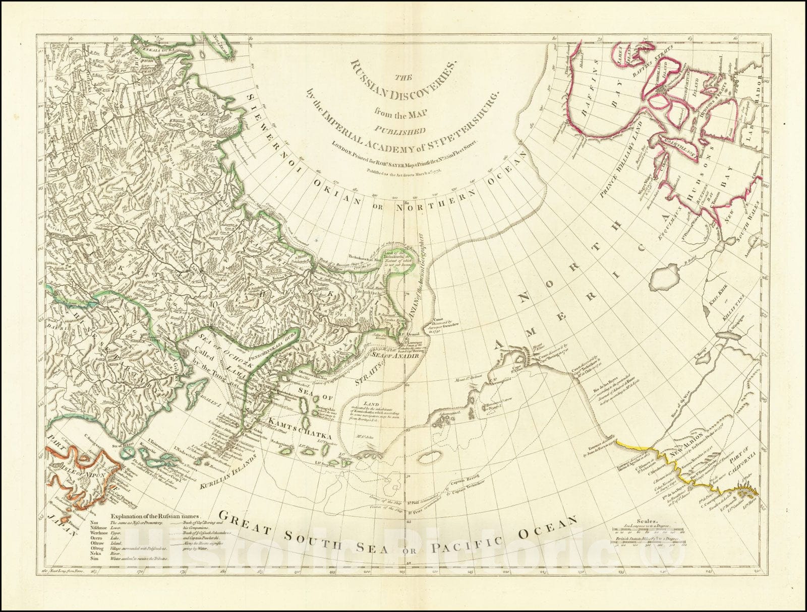Historic Map : The Russian Discoveries, from the Map Published by the Imperial Academy of St. Petersburg, 1775, 1775, Vintage Wall Art