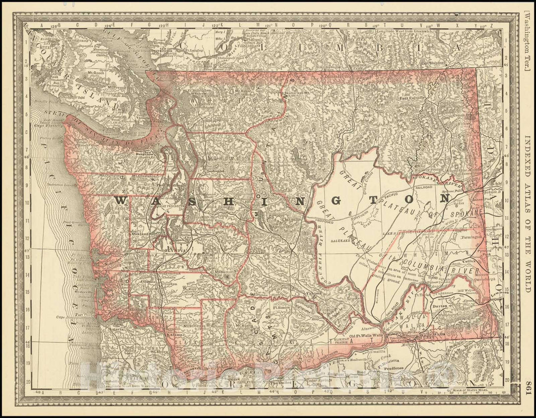 Historic Map : Washington Territory, 1883, Vintage Wall Art