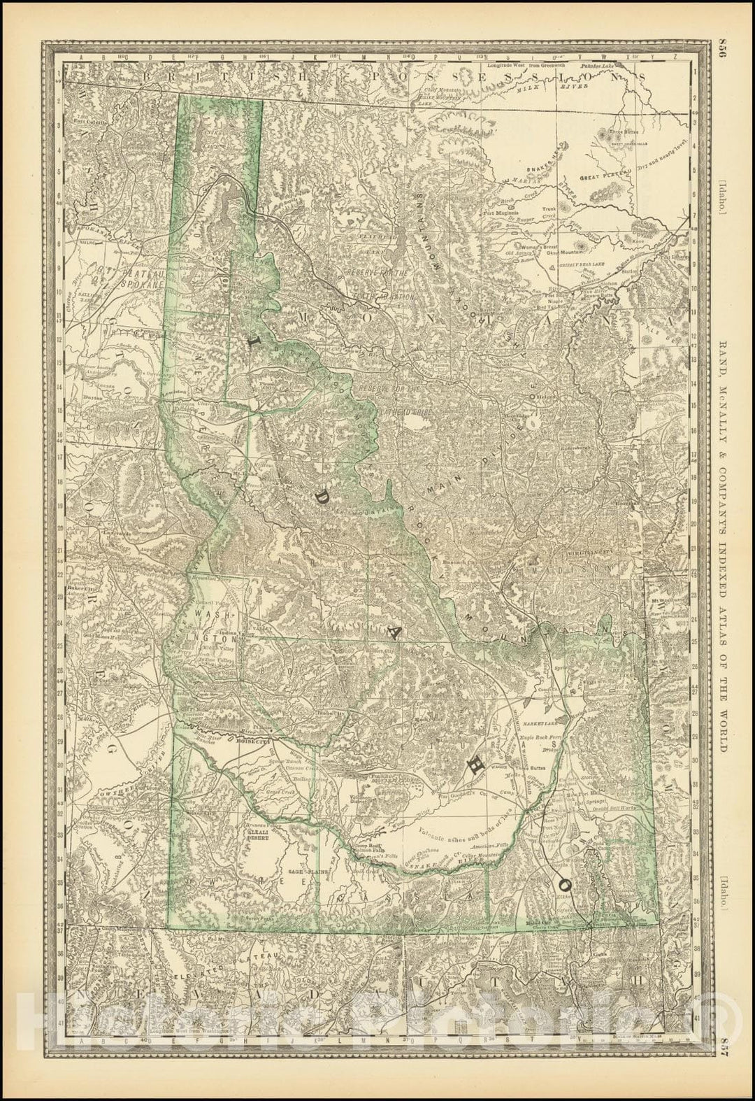 Historic Map : Rand McNally & Co.'s Idaho, 1884, Vintage Wall Art