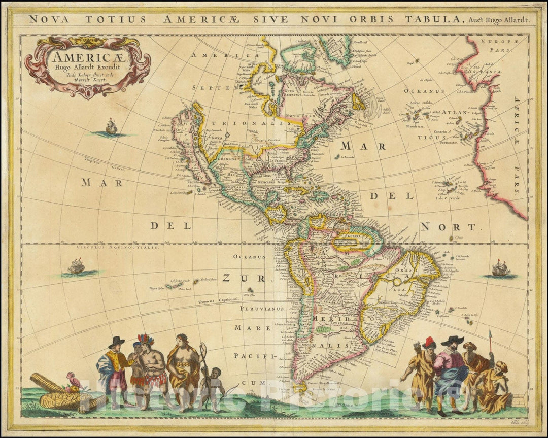 Historic Map : Nova Totius Americae Sive Novi Orbis Tabula, Auct. Hugo Allardt., 1661, Vintage Wall Art