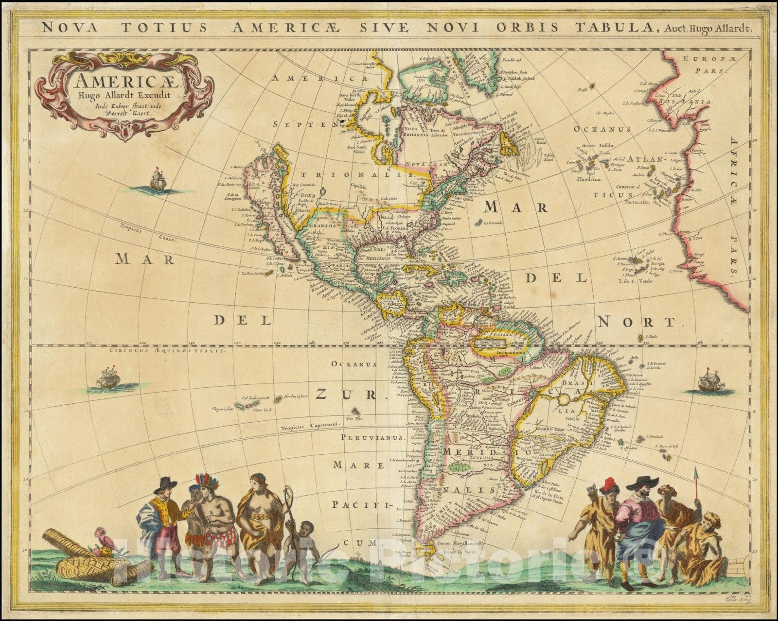 Historic Map : Nova Totius Americae Sive Novi Orbis Tabula, Auct. Hugo Allardt., 1661, Vintage Wall Art