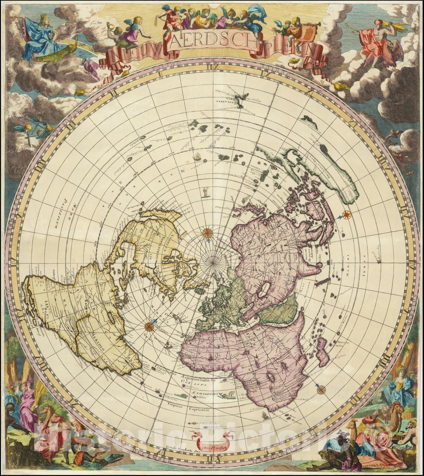 Historic Map : Nieuw Aerdsch Pleyn,1696 (1700 ca), Vintage Wall Art