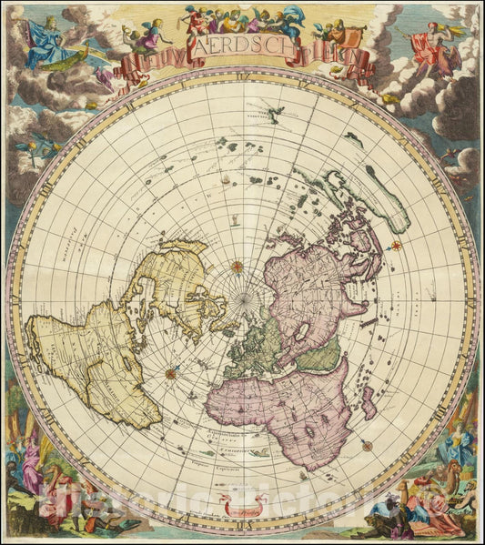 Historic Map : Nieuw Aerdsch Pleyn,1696 (1700 ca), Vintage Wall Art