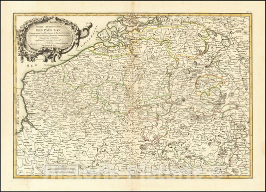 Historic Map : Partie Meridionale Des Pays Bas, Comprenant Les Provinces Brabant, Gueldre, Limbourg, Luxembourg, Haynaut, Namur, Flandre, Cambresis, Artois,  1763, Vintage Wall Art