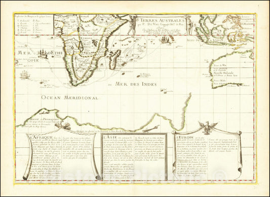 Historic Map : Terres Australes par P. Du Val, 1684, 1684, Vintage Wall Art