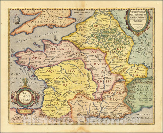Historic Map : Galliae Veteris Typus, 1624, Vintage Wall Art