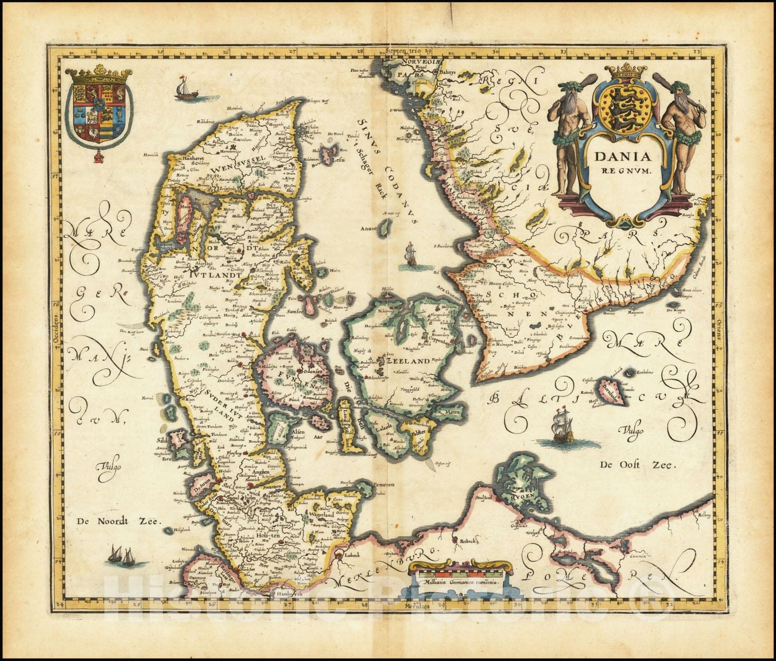 Historic Map : Dania Regnum, 1638 v1, Vintage Wall Art