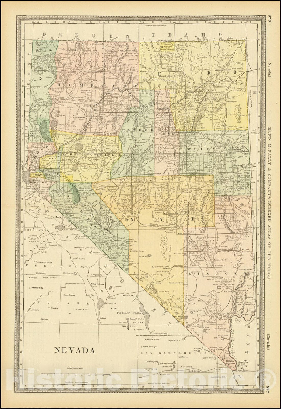 Historic Map : Nevada, 1882 v2, Vintage Wall Art