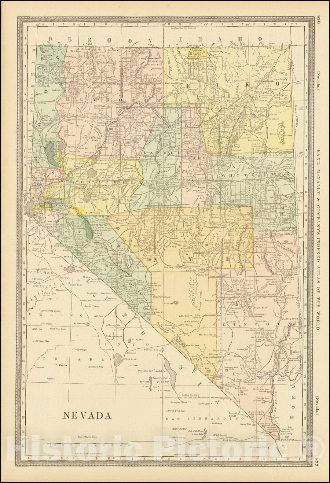 Historic Map : Nevada, 1882 v1, Vintage Wall Art