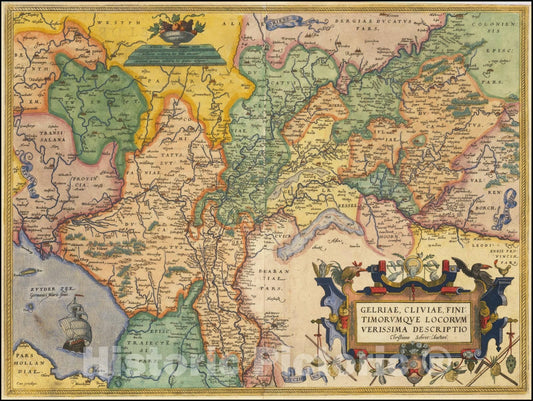 Historic Map : Gelriae, Cliviae, Finitimorum Que Locorum Verissima Descriptio Christiano Schrot. Auctore, 1603, Vintage Wall Art