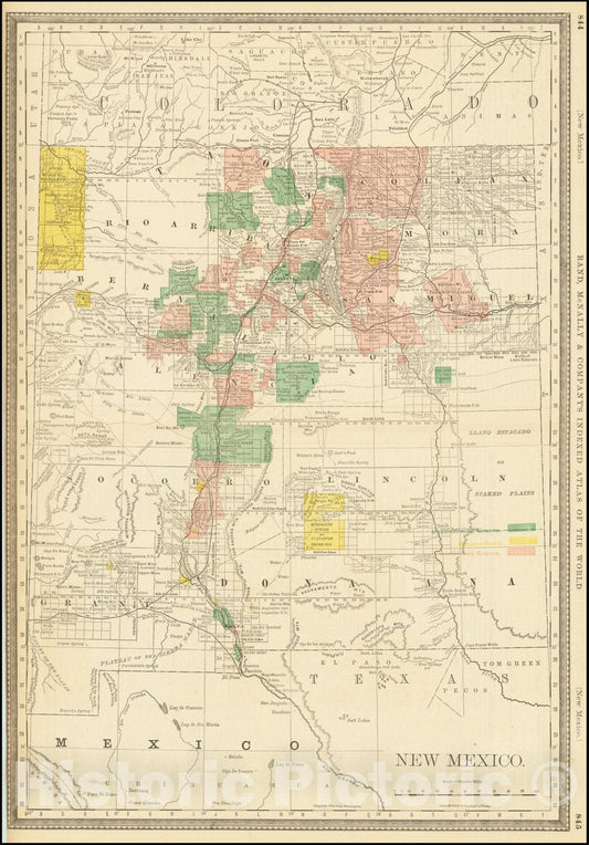 Historic Map : New Mexico, 1882 v1, Vintage Wall Art