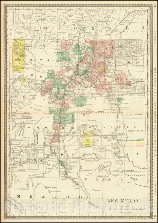Historic Map : New Mexico, 1882 v2, Vintage Wall Art