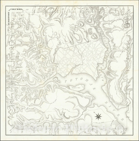 Historic Map : Territory of Columbia,1793 (1852), Vintage Wall Art