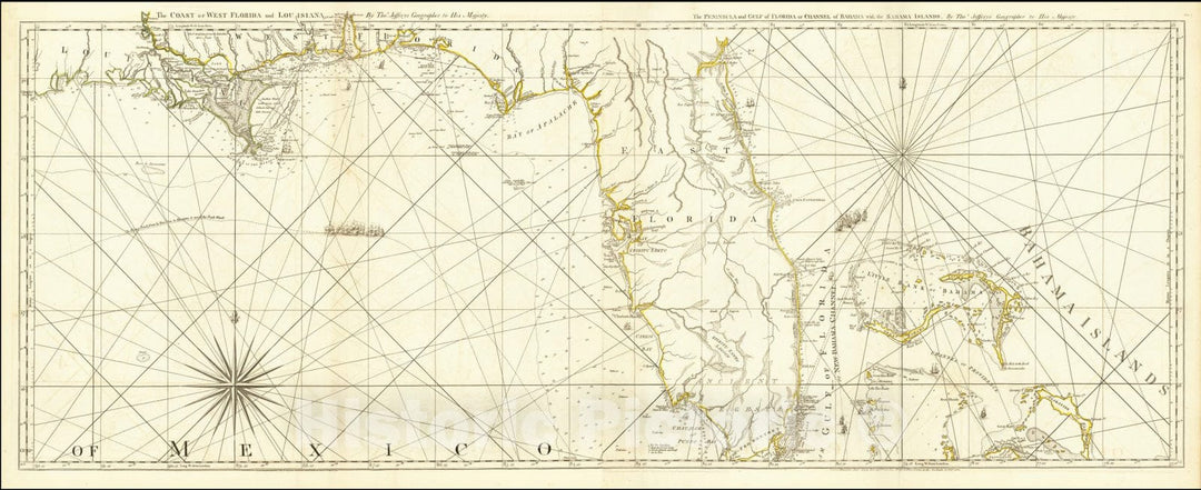 Historic Map : The Coast of West Florida and Louisiana,, 1775, Vintage Wall Art