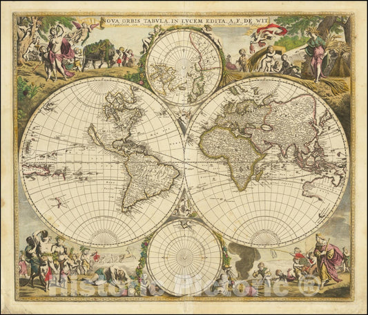 Historic Map : Nova Orbis Tabula In Lucem Edita, A.F.de Wit. , 1680, Vintage Wall Art