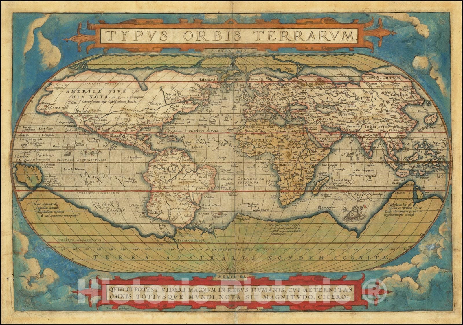 Historic Map : Typus Orbis Terrarum, 1574, Vintage Wall Art