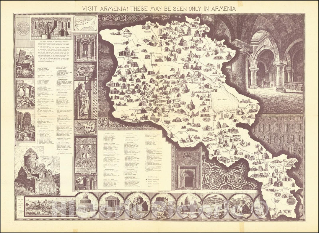 Historic Map : Visit Armenia!These May Be Seen Only In Armenia, Illustrated Guide-Historical Architectural Monuments of Soviet Armenia, 1968, Vintage Wall Art