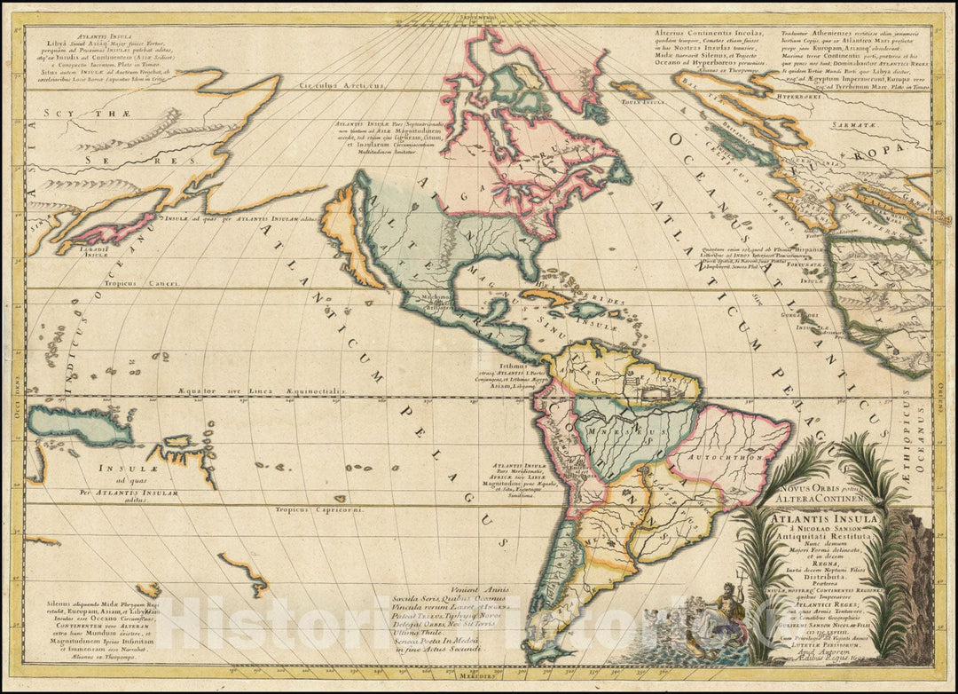 Historic Map : Novus Orbis potius Altera Continens sive Atlantis Insula, 1699,1699 (1720), Vintage Wall Art