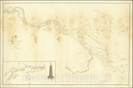 Historic Map : China Sheet IX Yang-Tse-Kiang From the Sea to Nanking Surveyed By Captns. C.R.D. Bethune H. Kellett & B Collinson, C.B. 1842., 1844, Vintage Wall Art