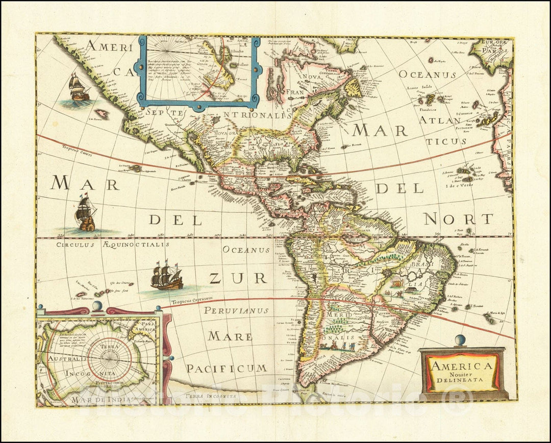 Historic Map : America Noviter Delineata, 1650, Vintage Wall Art
