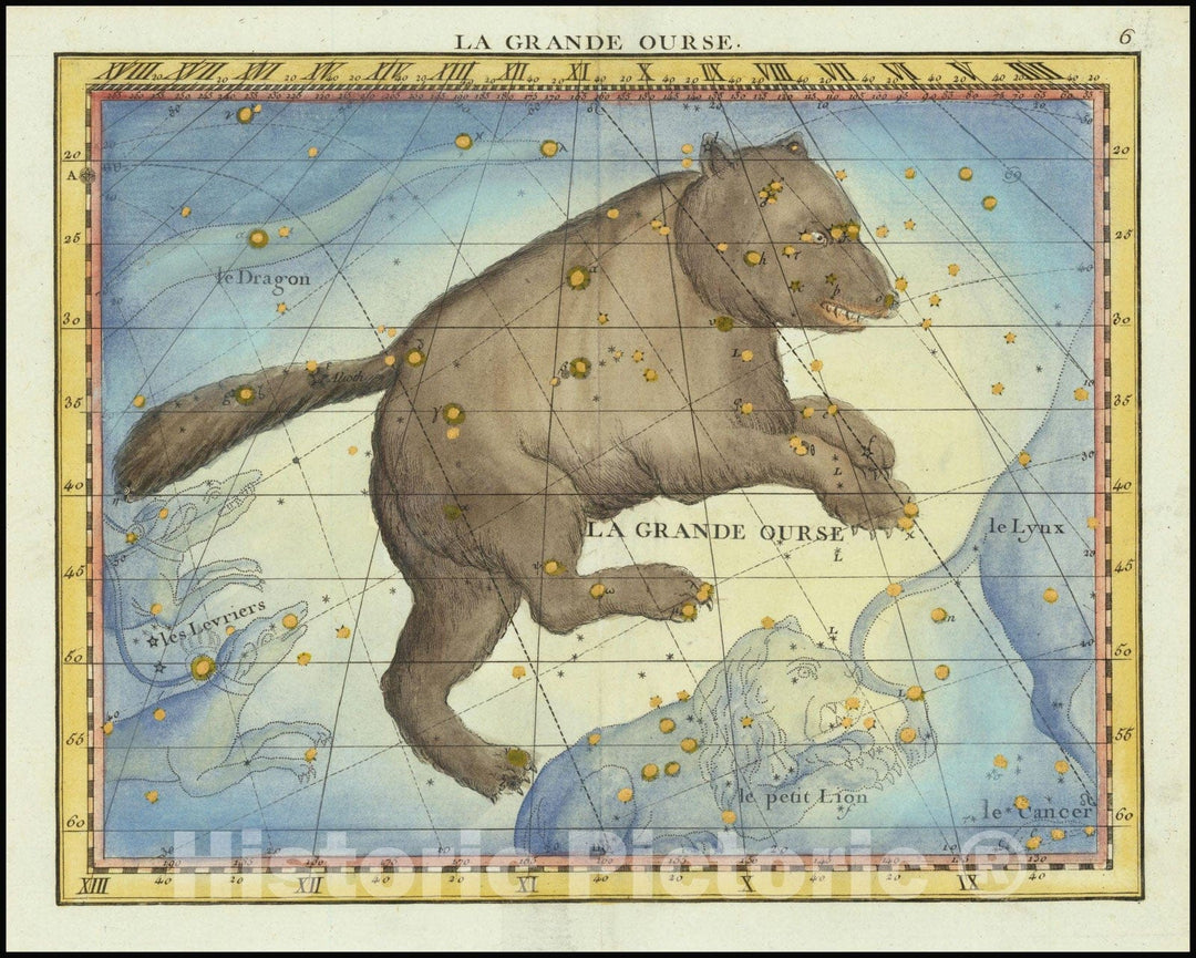 Historic Map : La Grande Ourse, Ursa Major, 1776, Vintage Wall Art