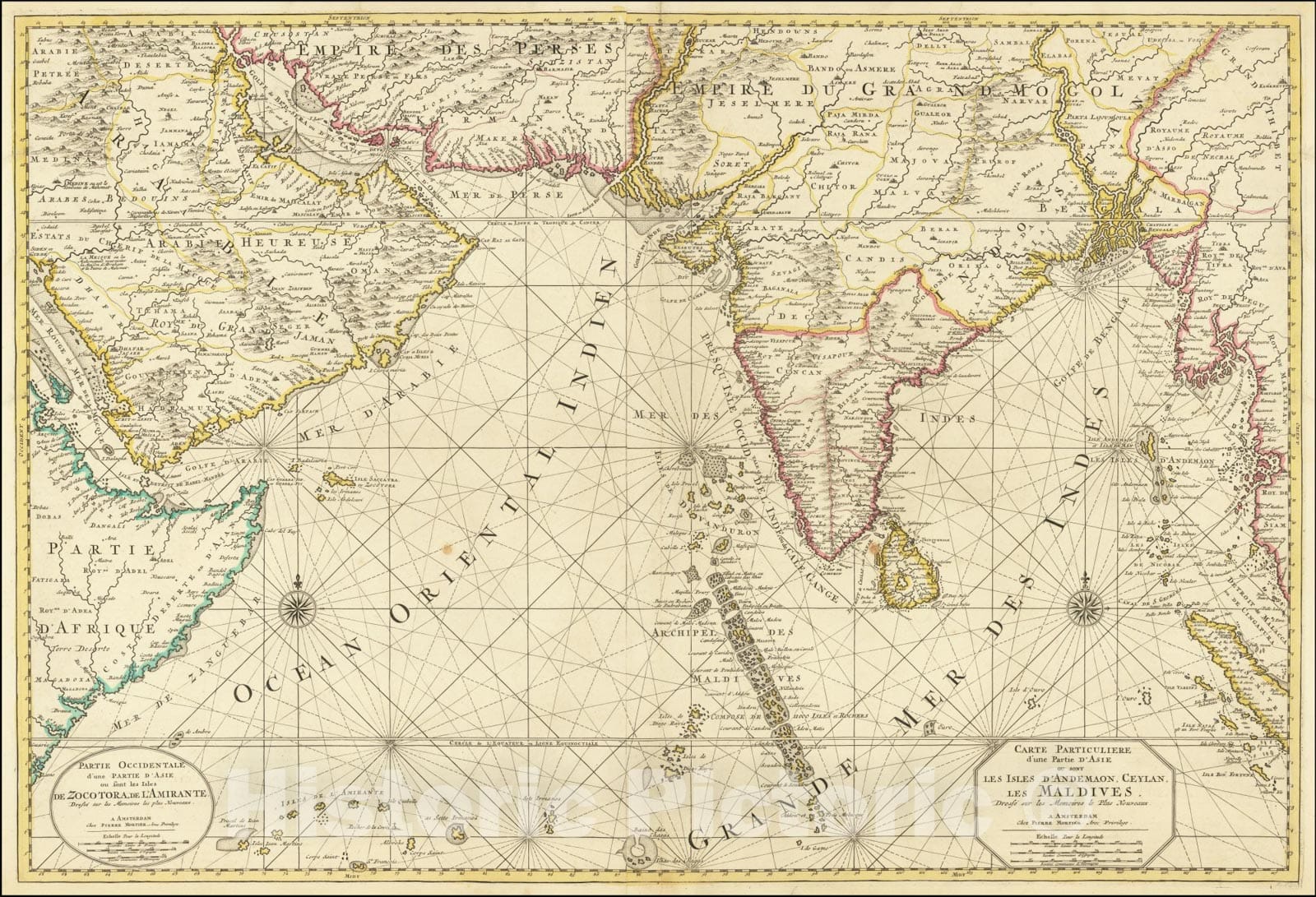 Historic Map : Carte Particuliere d'une Partie d'Asie ou sont Les Isles D'Andemaon, Ceylan, Les Maldives,  1700, Vintage Wall Art