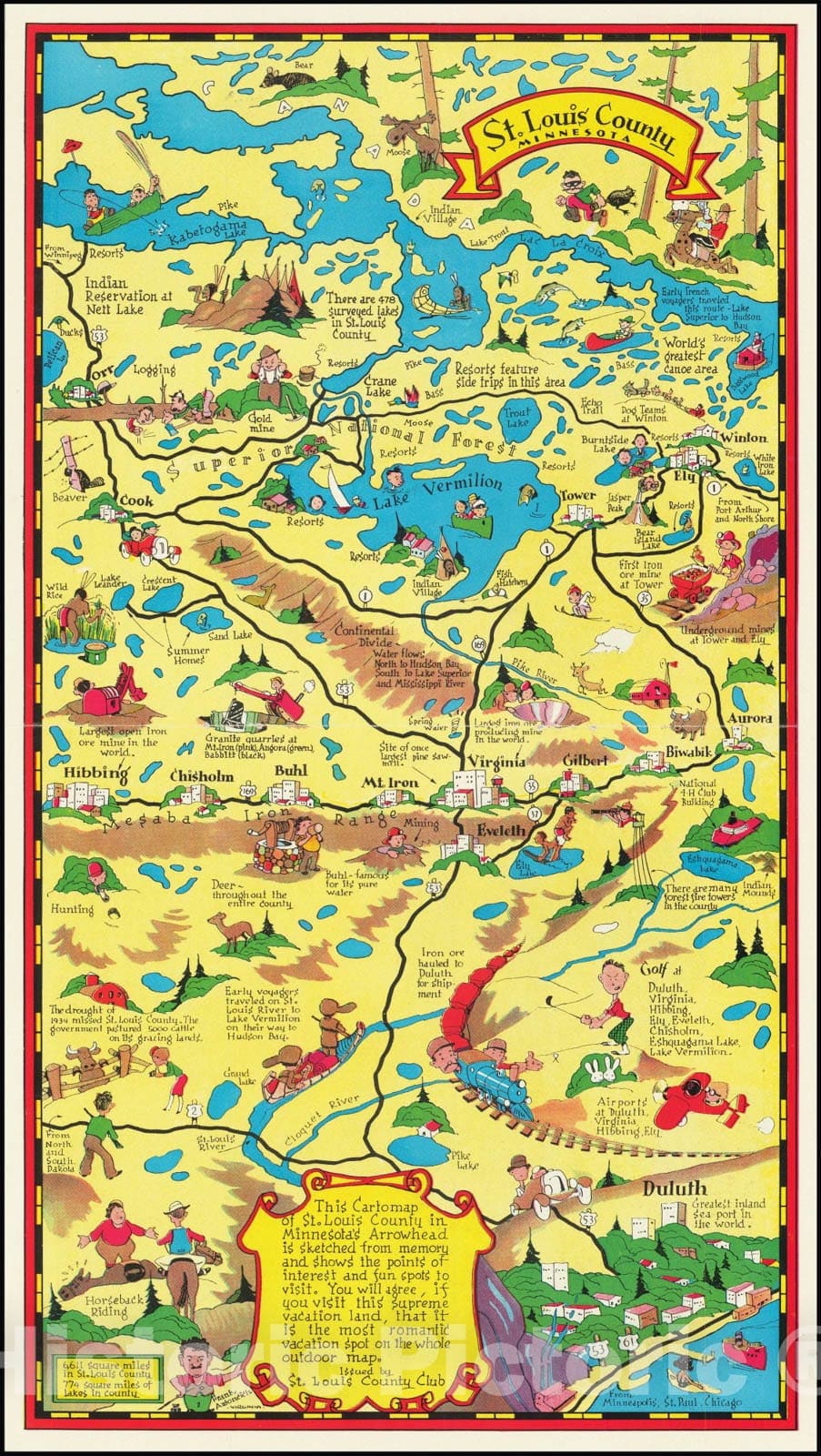 Historic Map : St. Louis County, Minnesota, 1939, Vintage Wall Art