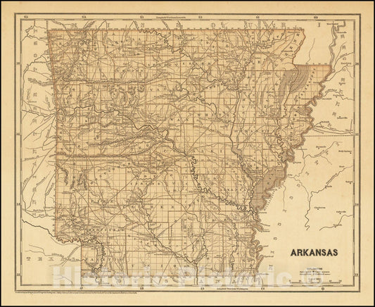 Historic Map : Arkansas, 1844, Vintage Wall Art