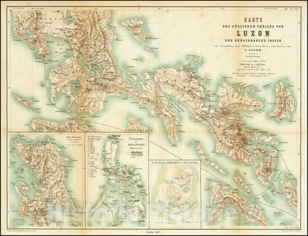 Historic Map : Reisen In Den Philippinen,Karte Des Sudlichen Theiles Von Luzon Und Benachbarter Inseln, 1872, 1873, Vintage Wall Art