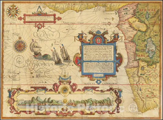 Historic Map : Typus orarum maritimarum Guineae, Manicongo & Angolae ultra Promentorium Bonae spei susq,  1596, Vintage Wall Art