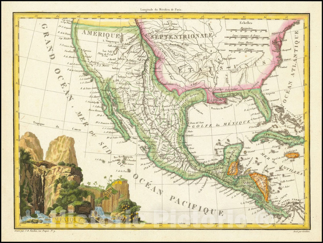 Historic Map : Mexique, 1812, Vintage Wall Art