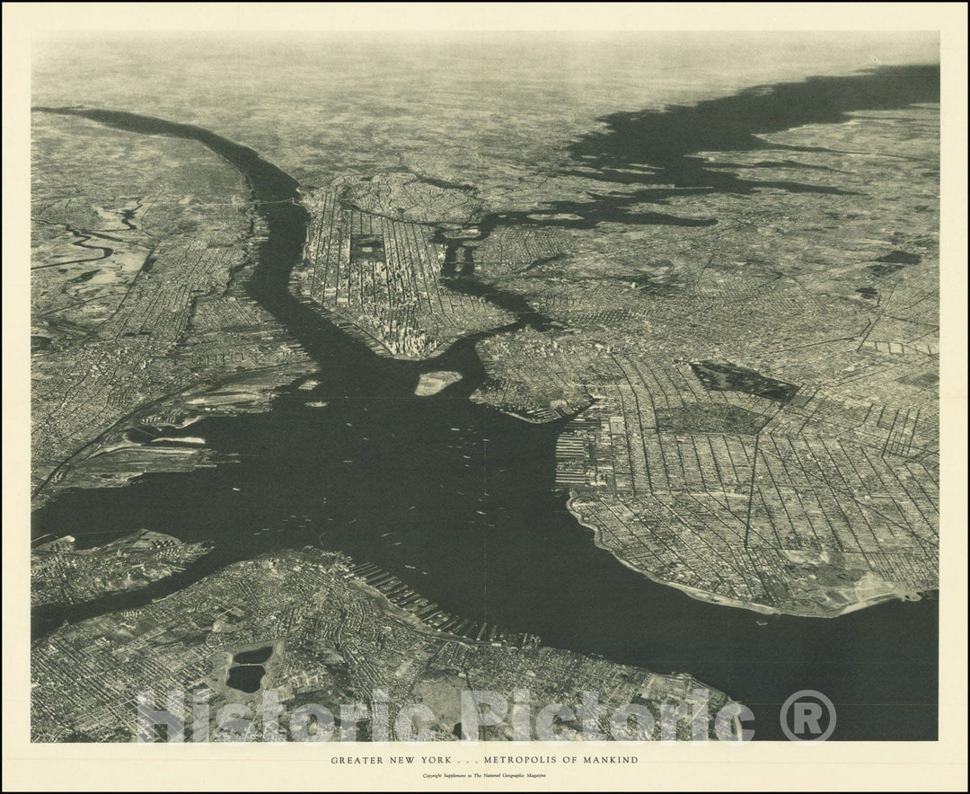 Historic Map : Greater New York, Metropolis of Mankind, 1933, Vintage Wall Art