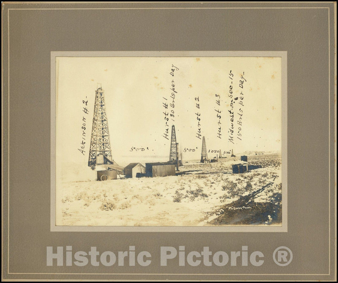 Historic Map : Early Oil ExplorationCasperWyoming, 1917, Vintage Wall Art