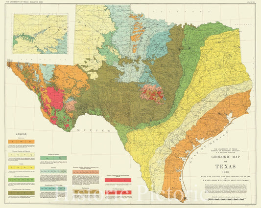 Historic Map : Geological Texas 1933, 1933, Vintage Wall Art