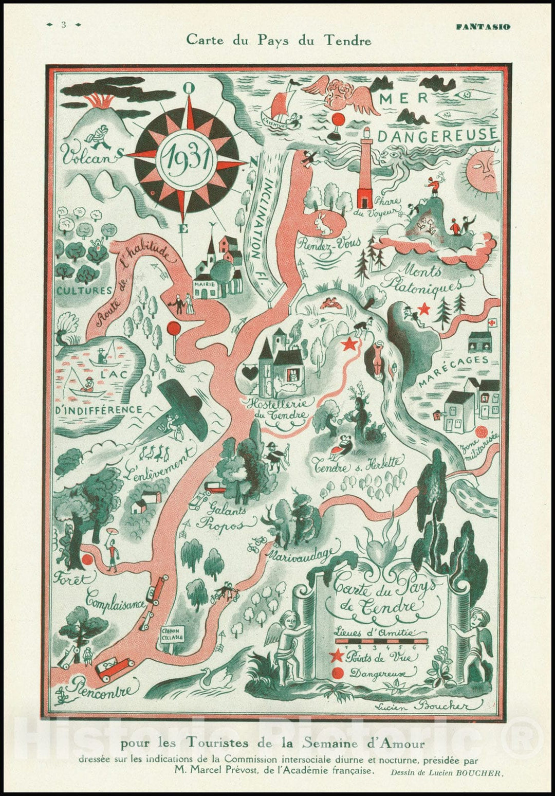 Historic Map : Land of Love, 1931, Vintage Wall Art