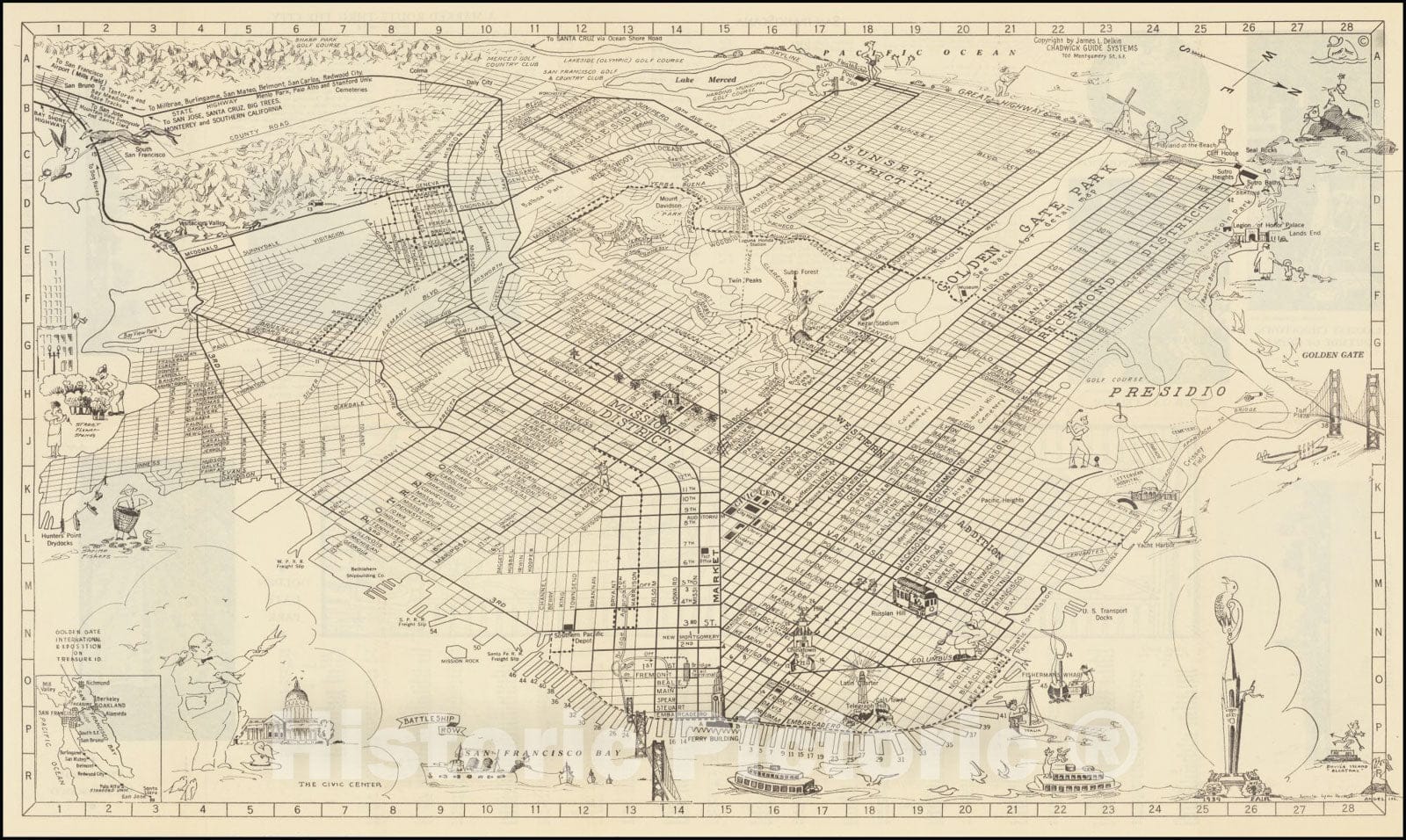 Historic Map : San Francisco,  1939, Vintage Wall Art